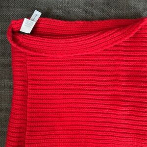 J crew box knit scarf red